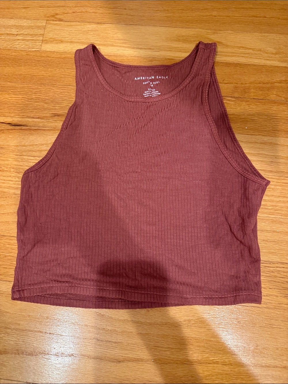 American Eagle Outfitters Women's Ribbed Cropped Tank - Rust